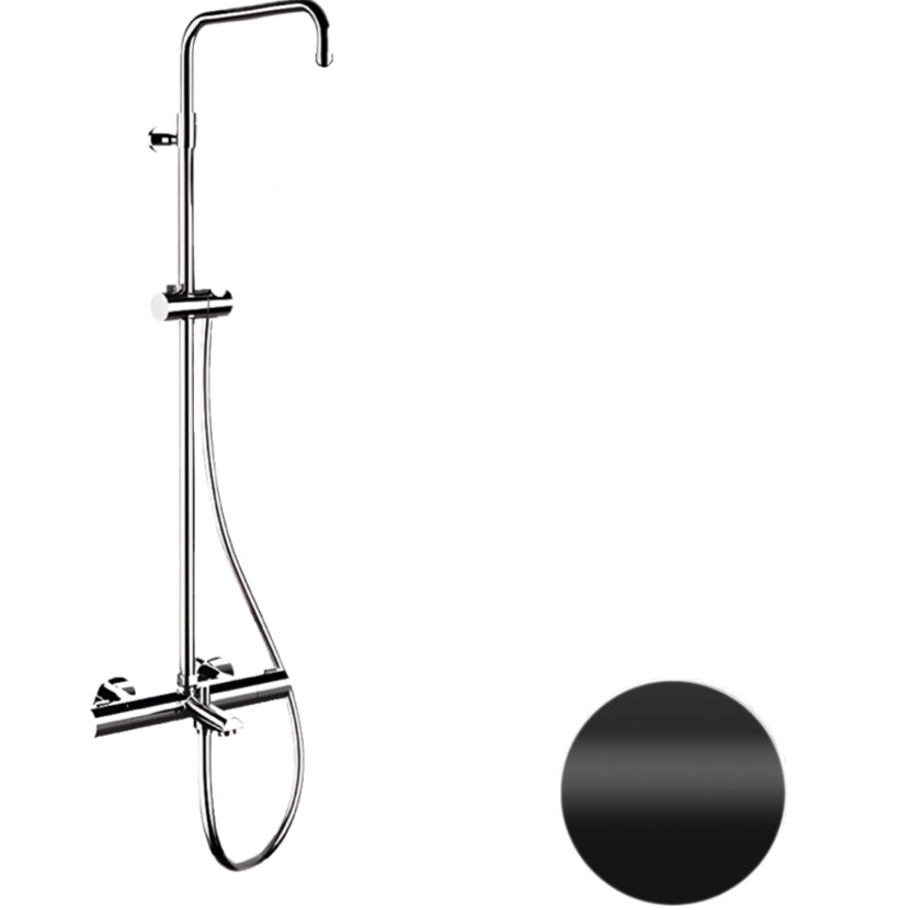 Душевая система термостатическая Remer Elegance EQ34ASSDNO (черный матовый), с изливом