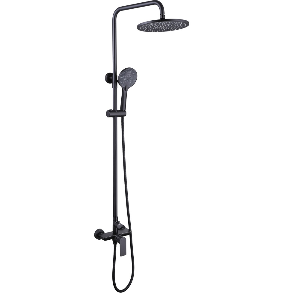 Душевая стойка Abber Weiss Insel AF8020BL 25x25 (черный матовый), без излива
