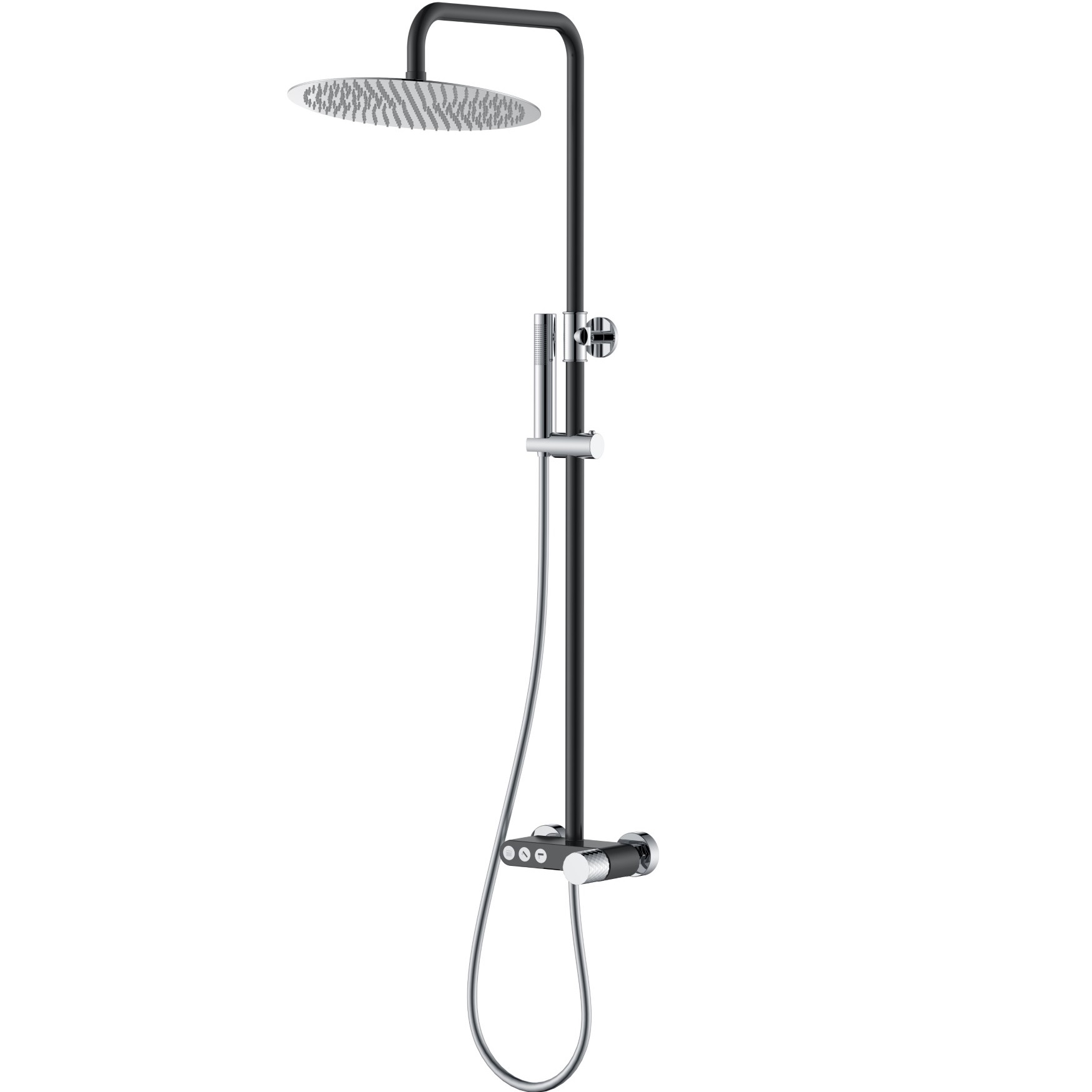 Душевая стойка Boheme Stick Diamond 128-BCR 30x30 см (хром, черный матовый), с изливом