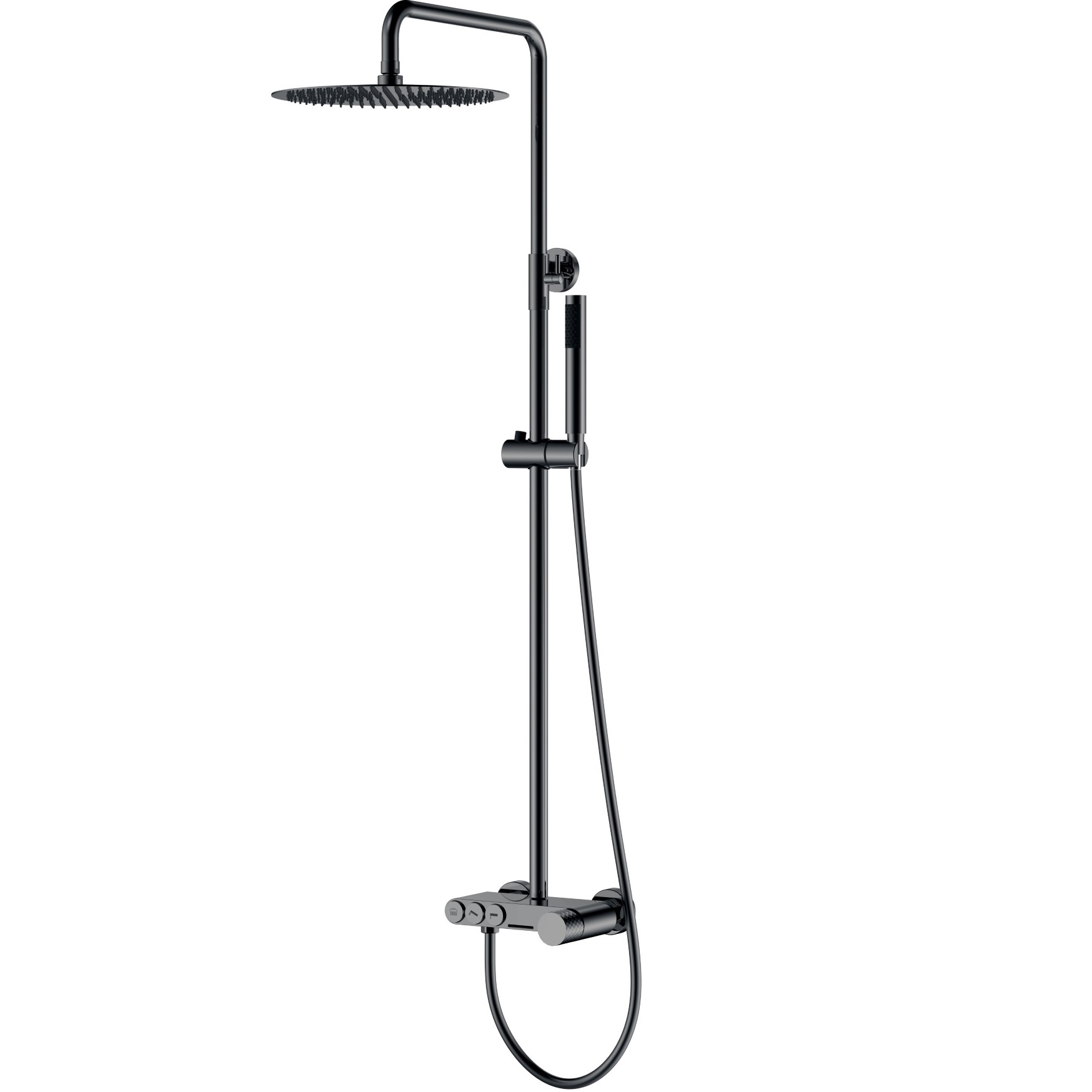 Душевая стойка Boheme Stick Diamond 128-SGM 30x30 см (оружейный металл глянцевый), с изливом