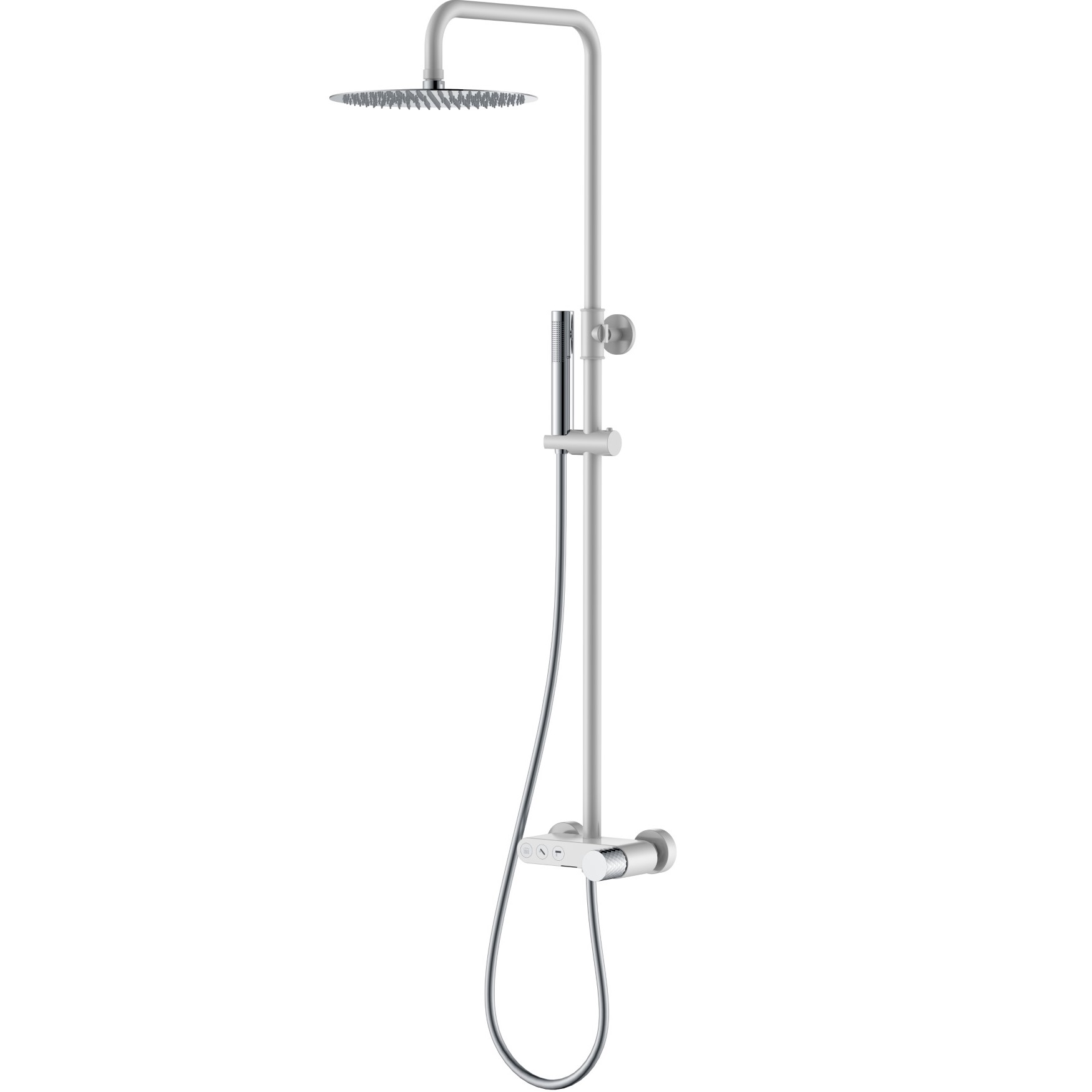 Душевая стойка Boheme Stick Diamond 128-WCR 30x30см (хром, белый матовый), с изливом