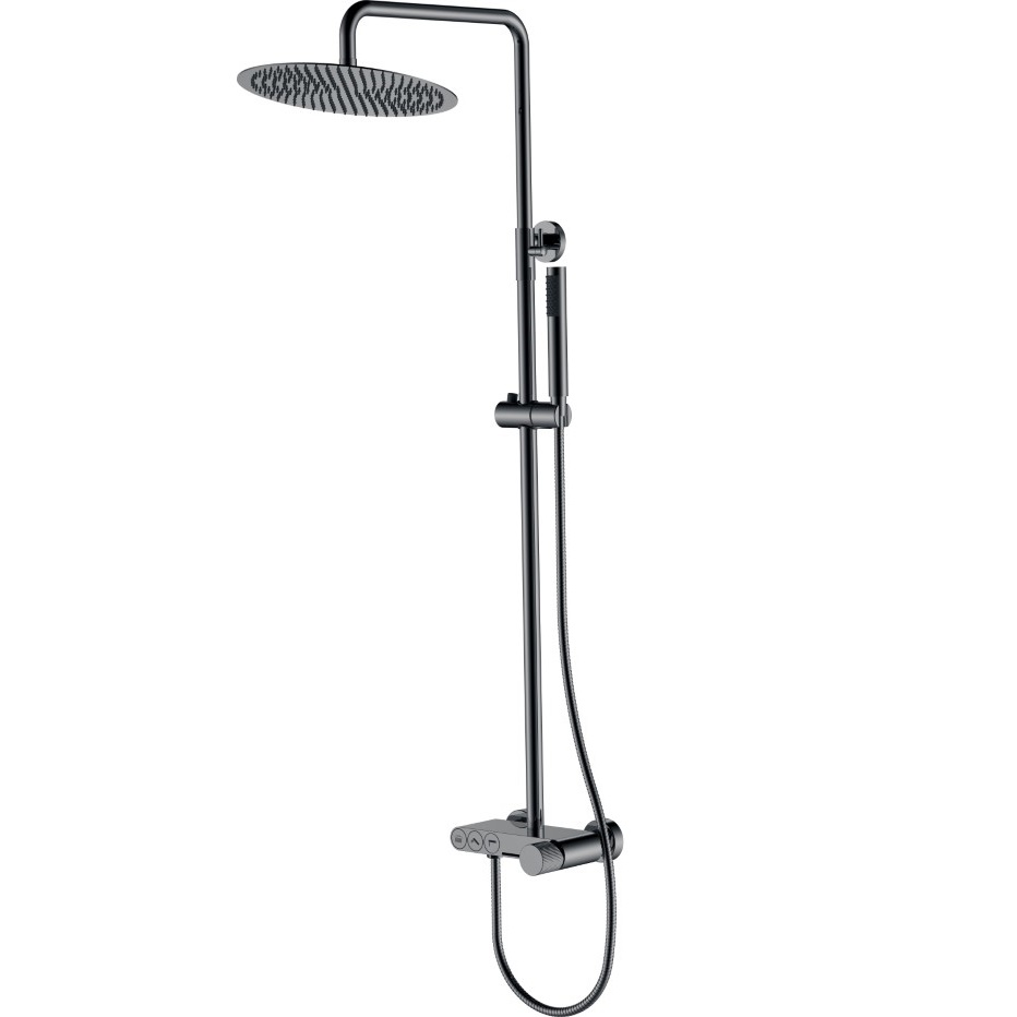 Душевая стойка Boheme Stick Linea 128-SGM.3 30x30 см (оружейный металл глянцевый), с изливом