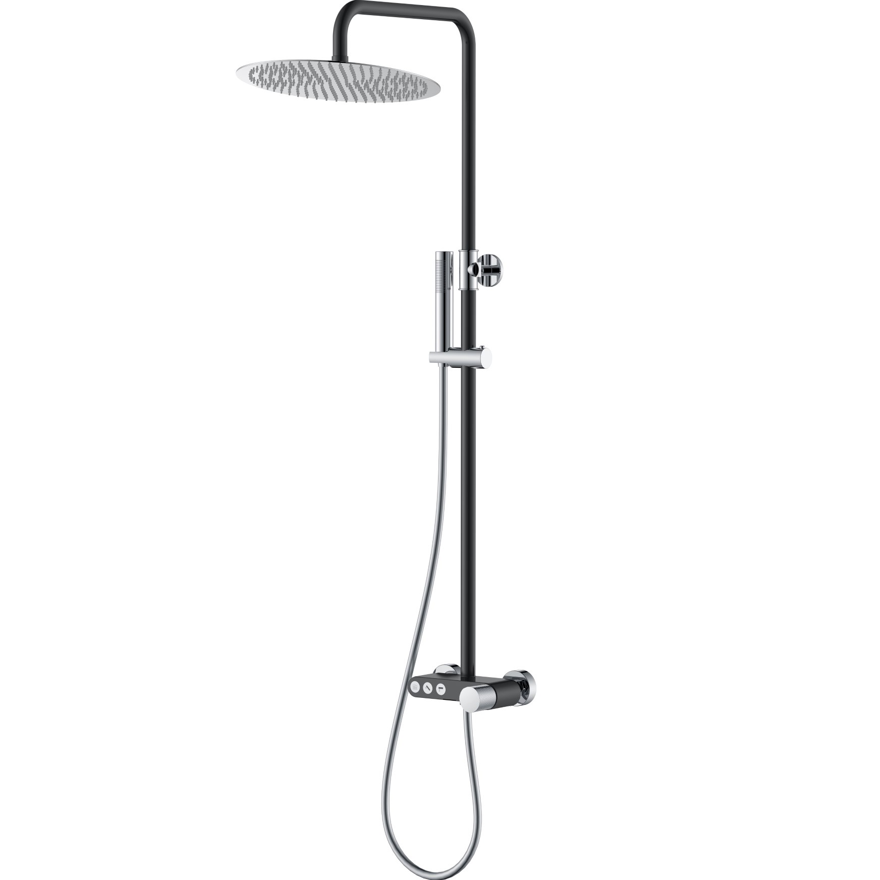 Душевая стойка Boheme Stick Touch 128-BCR.2 30x30 см (хром, черный матовый), с изливом
