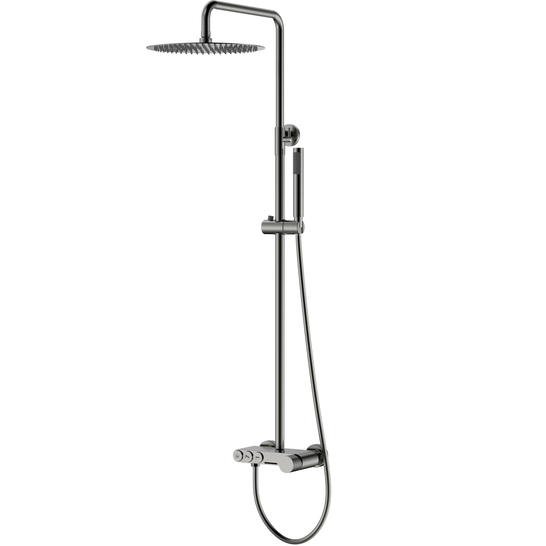 Душевая стойка Boheme Stick Touch 128-SGM.2 30x30 см (оружейный металл глянцевый), с изливом