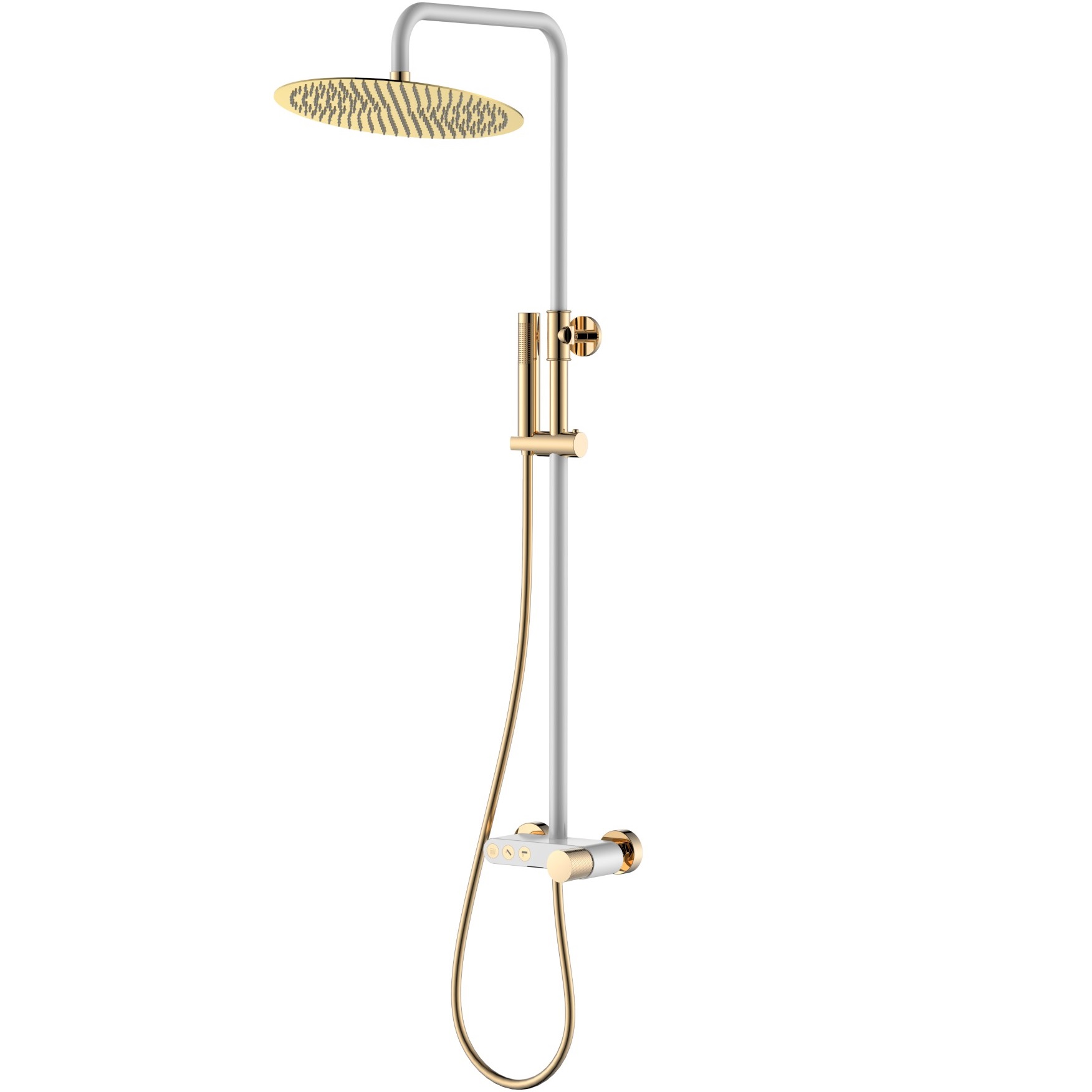 Душевая стойка Boheme Stick Touch 128-WG.2 30x30см (золотой, белый матовый), с изливом