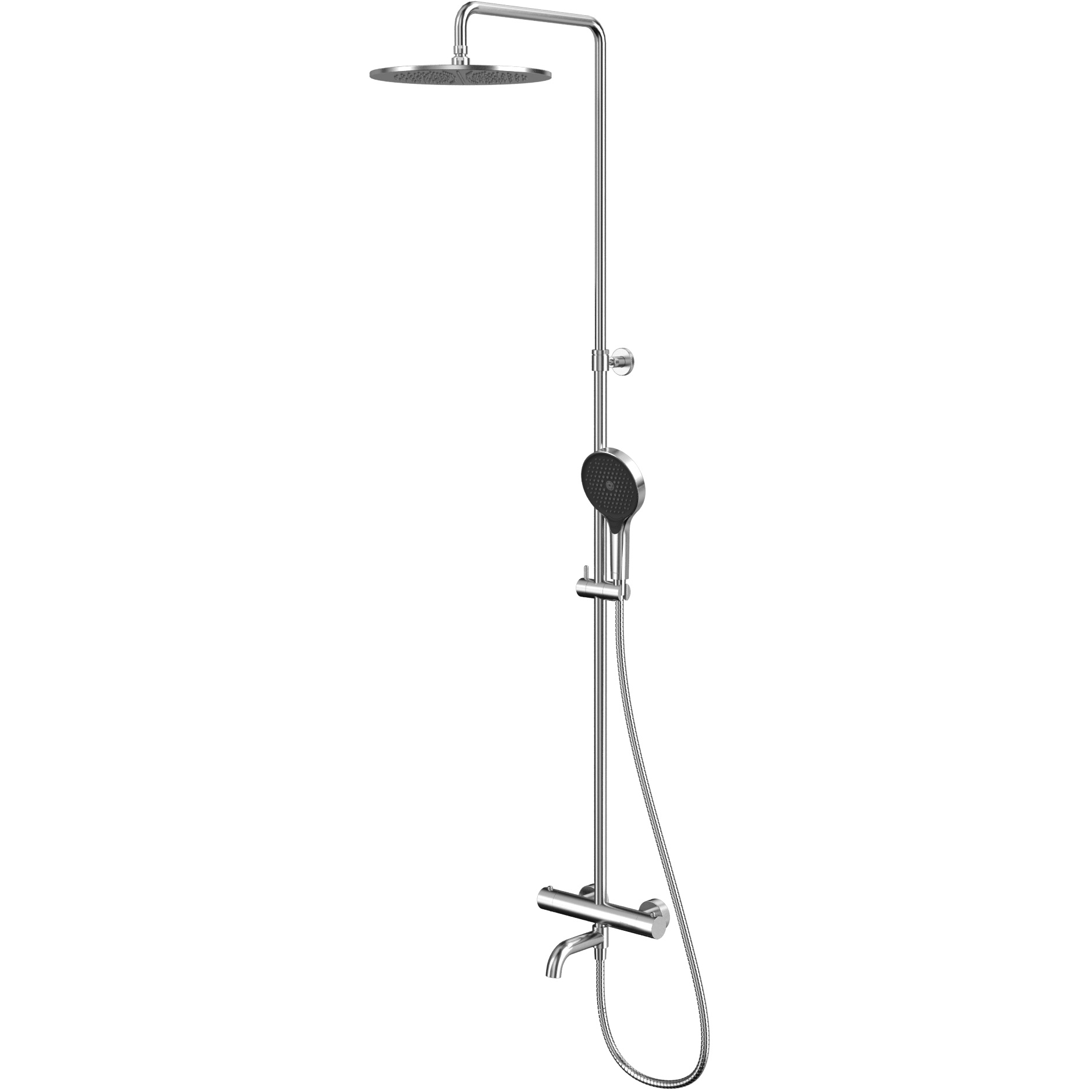 Душевая стойка для ванны и душа 30x30см., Whitecross серия Y Y1234TOPNIB (никель брашированный PVD), с термостатом, с изливом