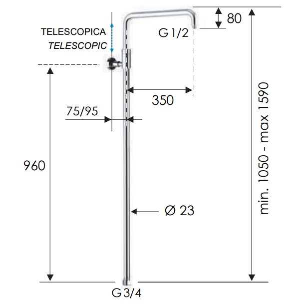 Душевая стойка Remer 329A (хром)