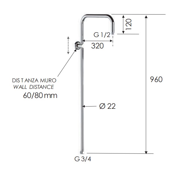 Душевая стойка Remer 329X (хром)