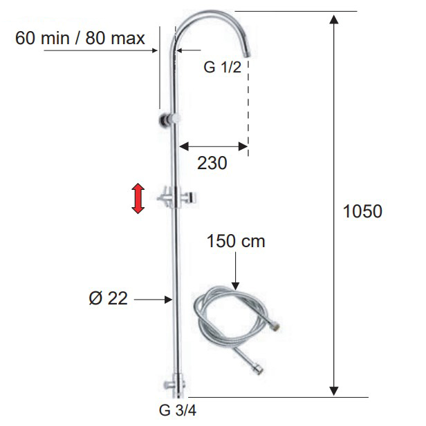 Душевая стойка Remer 330L (хром)