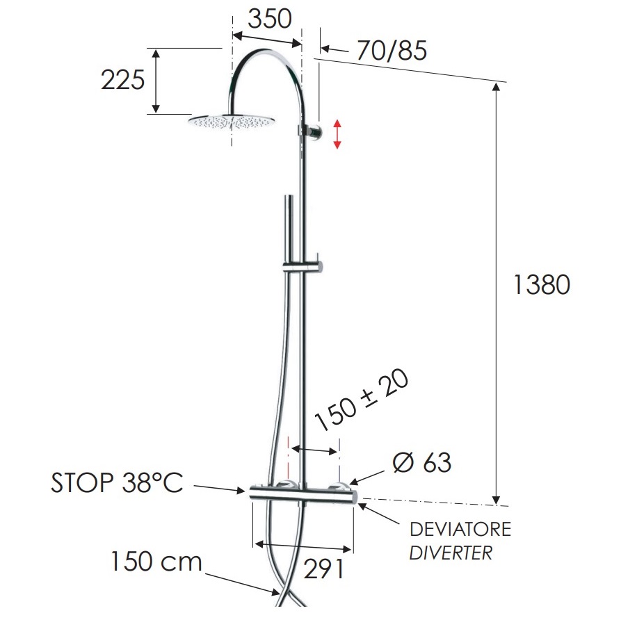 Душевая стойка Remer Elegance EQ37330L (хром)