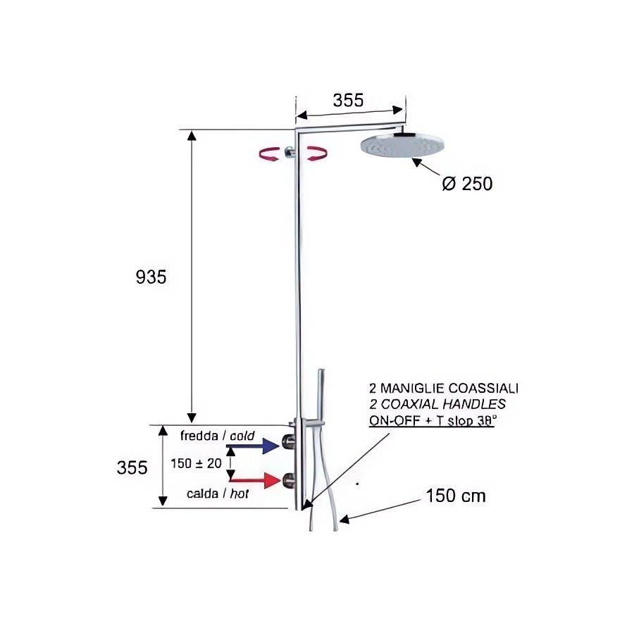 Душевая стойка Remer Minimal Thermo NT36BXL (хром), смеситель в комплекте, с термостатом