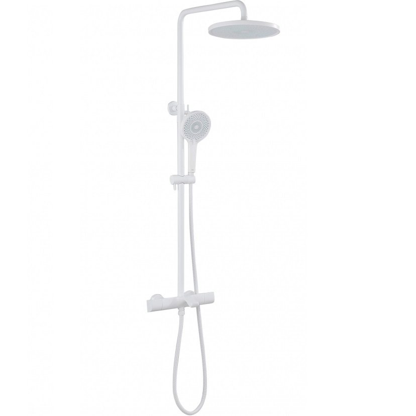 Душевая стойка с термостатом Abber Thermostat AF8516FWL (белый матовый), с изливом