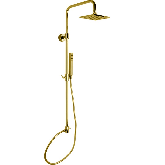 Душевая стойка с верхним душем 30x30 Fima Carlo Frattini Wellness Colonne doccia F2200LOR (золотой), с держателем и ручным душем