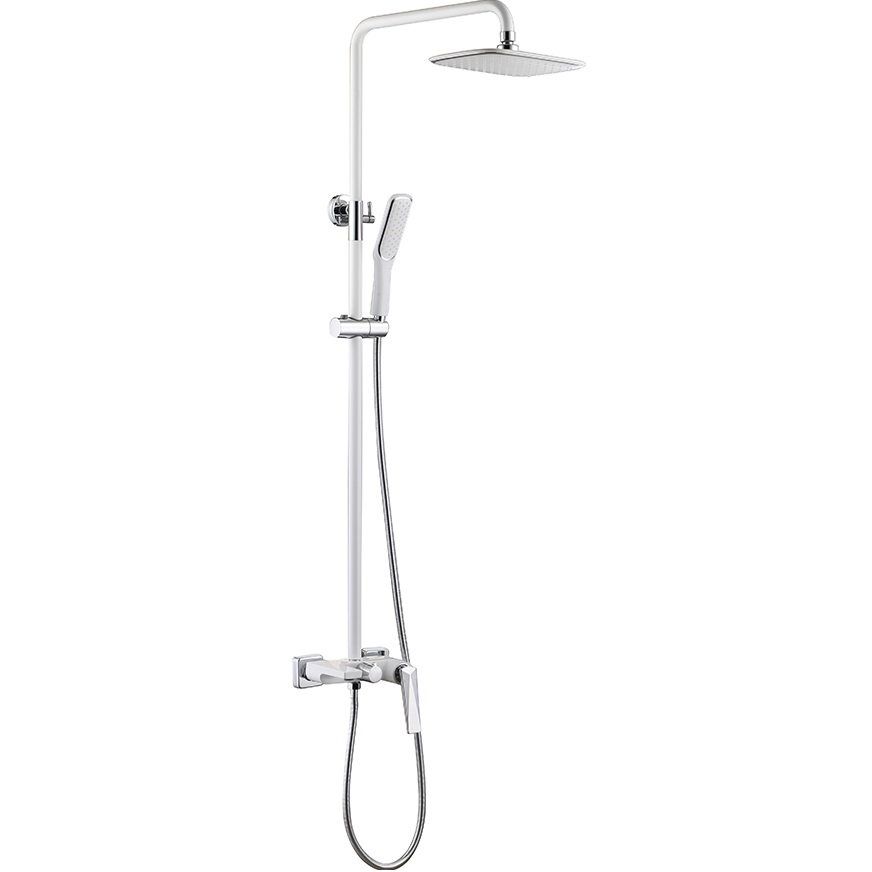 Душевая стойка со смесителем 20x20 см. Boheme Venturo 378-W (хром, белый), с изливом