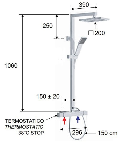 Душевой гарнитур Remer Qubika Thermo QT37XL (хром)