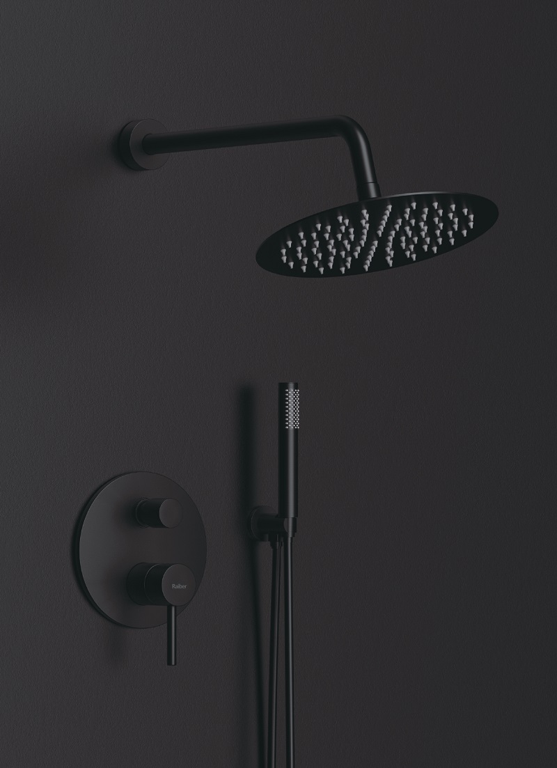 Душевой комплект  Raiber Graceful RPB-005 (черный матовый), встраиваемый