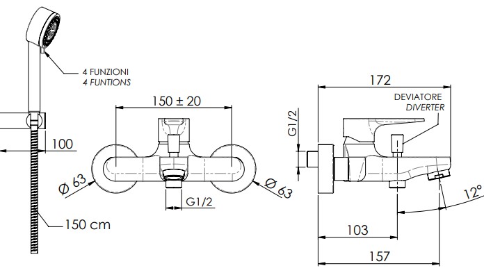 Душевой комплект Remer Winner W0511315RHGM (хром)