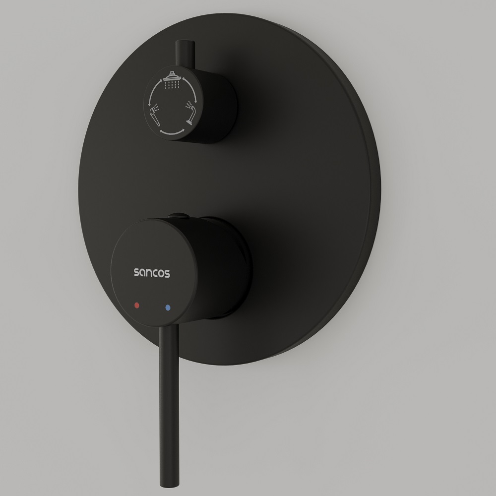 Душевой комплект Sancos Селекция (Select) SC3004MB (черный матовый), с изливом