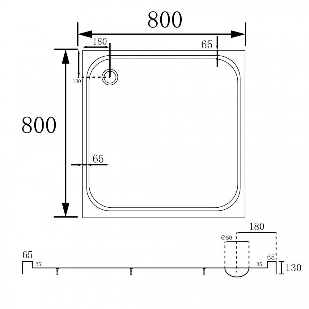 Душевой поддон Abber AD3D080 80х80 (белый), квадратный, акриловый