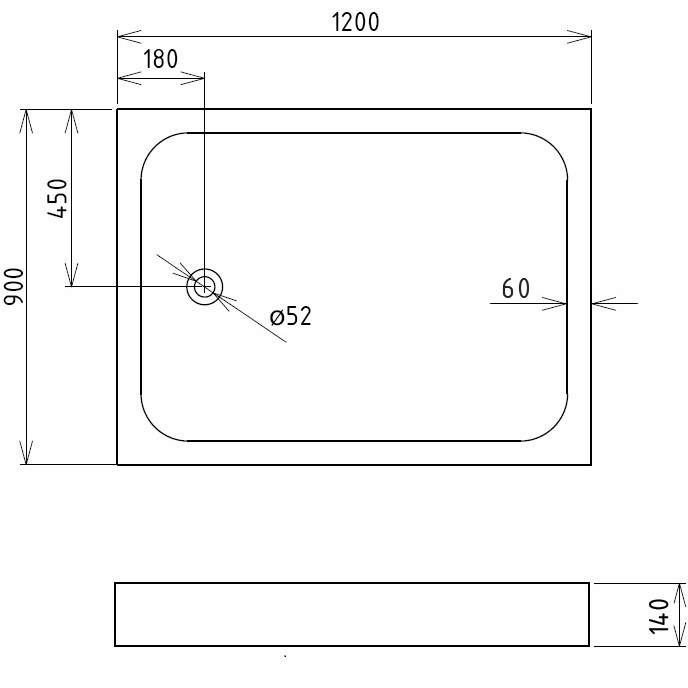 Душевой поддон Gemy ST12 120x90x14 (белый), прямоугольный