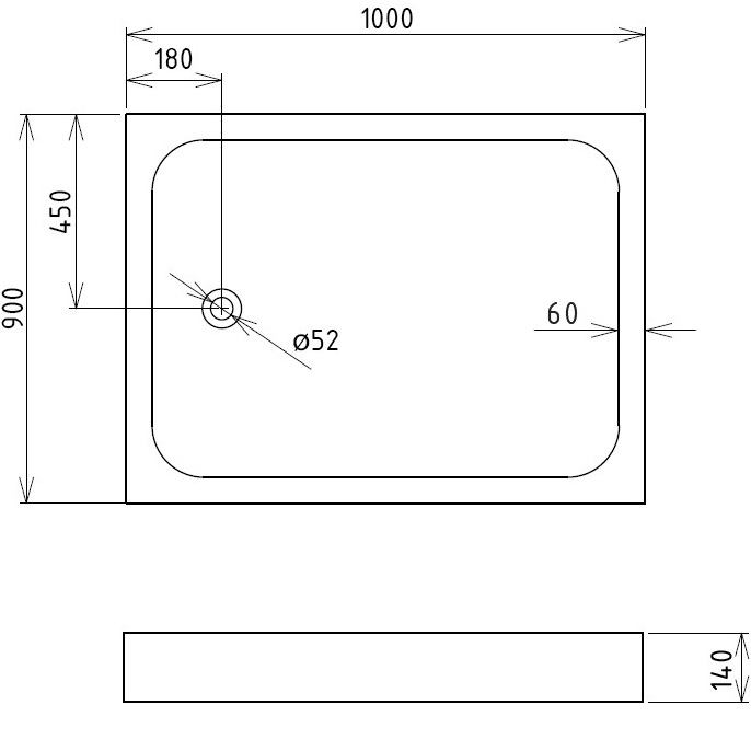 Душевой поддон Gemy ST12B 100x90x14 (белый), прямоугольный