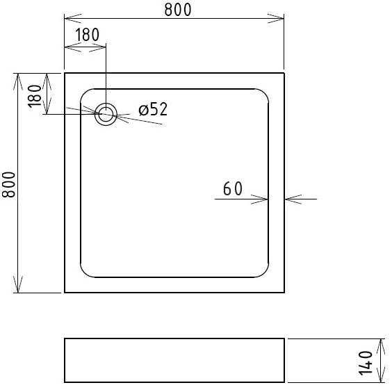 Душевой поддон Gemy ST15A 80x80x14 (белый), квадратный