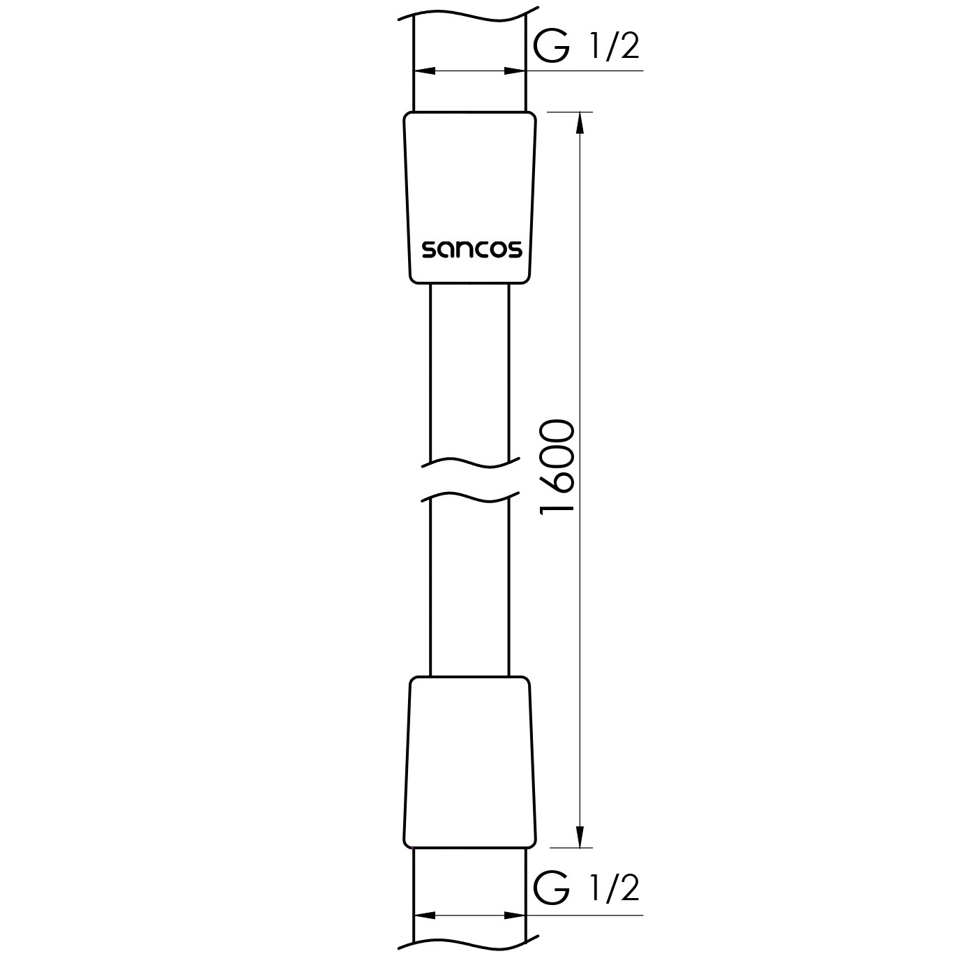 Душевой шланг Sancos 160 см SC5001CH (хром), с защитой от перекручивания