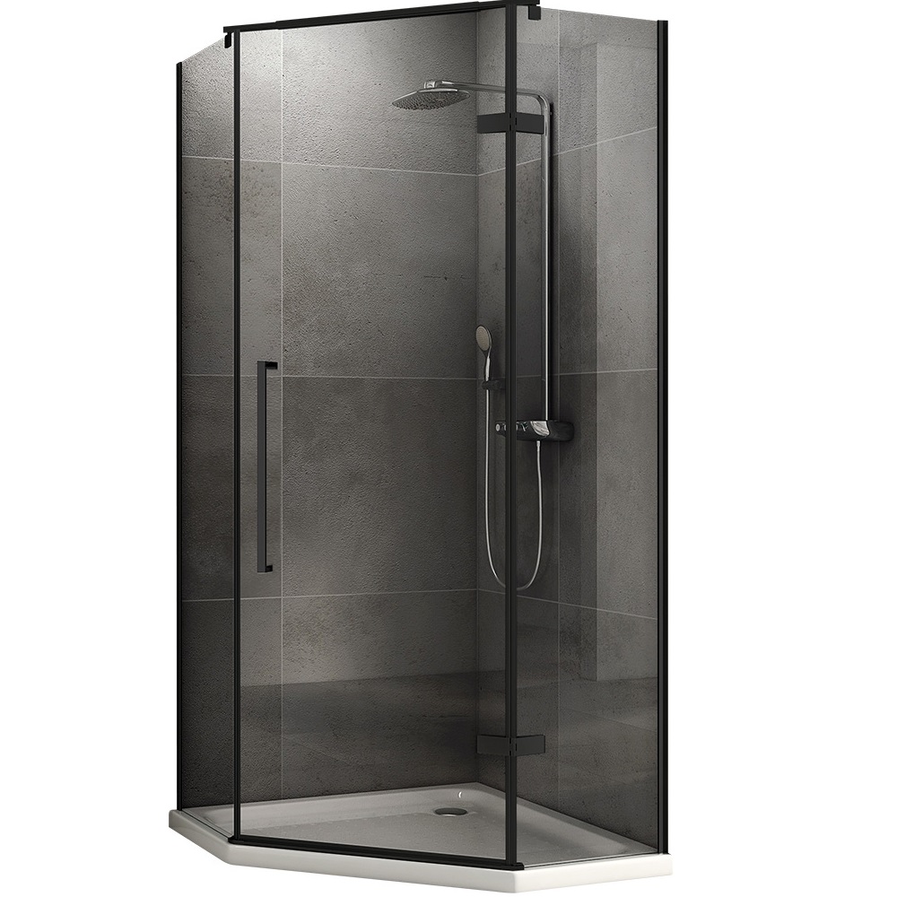 Душевой уголок Abber Ewiges Wasser AG05100B 100х100х195(черный матовый)