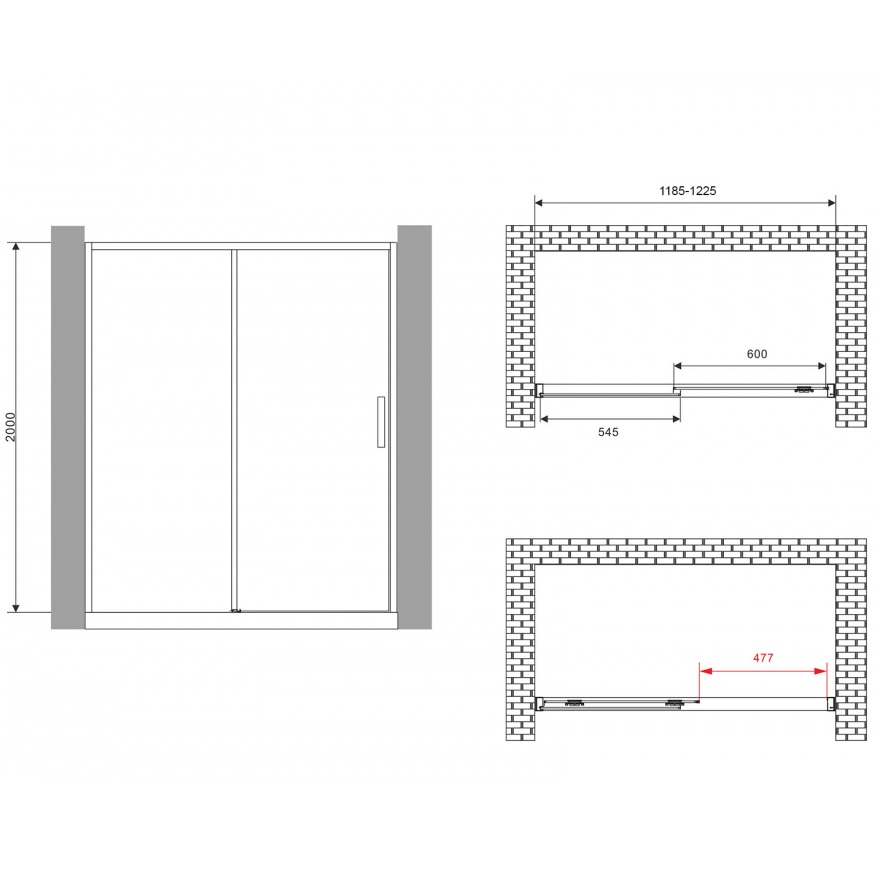 Душевая дверь Abber Komfort AG93120B 120х200 (черный матовый), с доводчиками