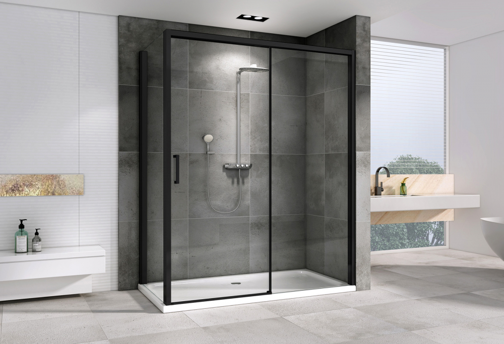 Душевой уголок Abber Komfort AG93120B-S92B 120x90x200 (черный матовый), с доводчиками