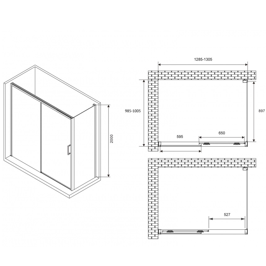 Душевой уголок Abber Komfort AG93130-S102 130x100x200 (хром), с доводчиками