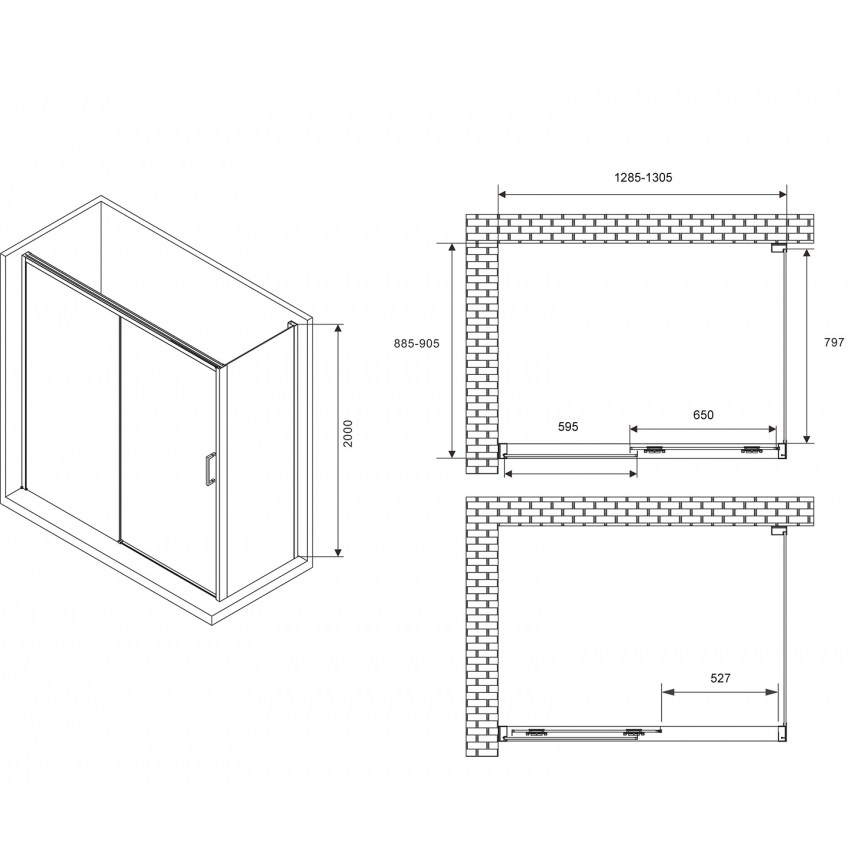 Душевой уголок Abber Komfort AG93130-S92 130x90x200 (хром), с доводчиками