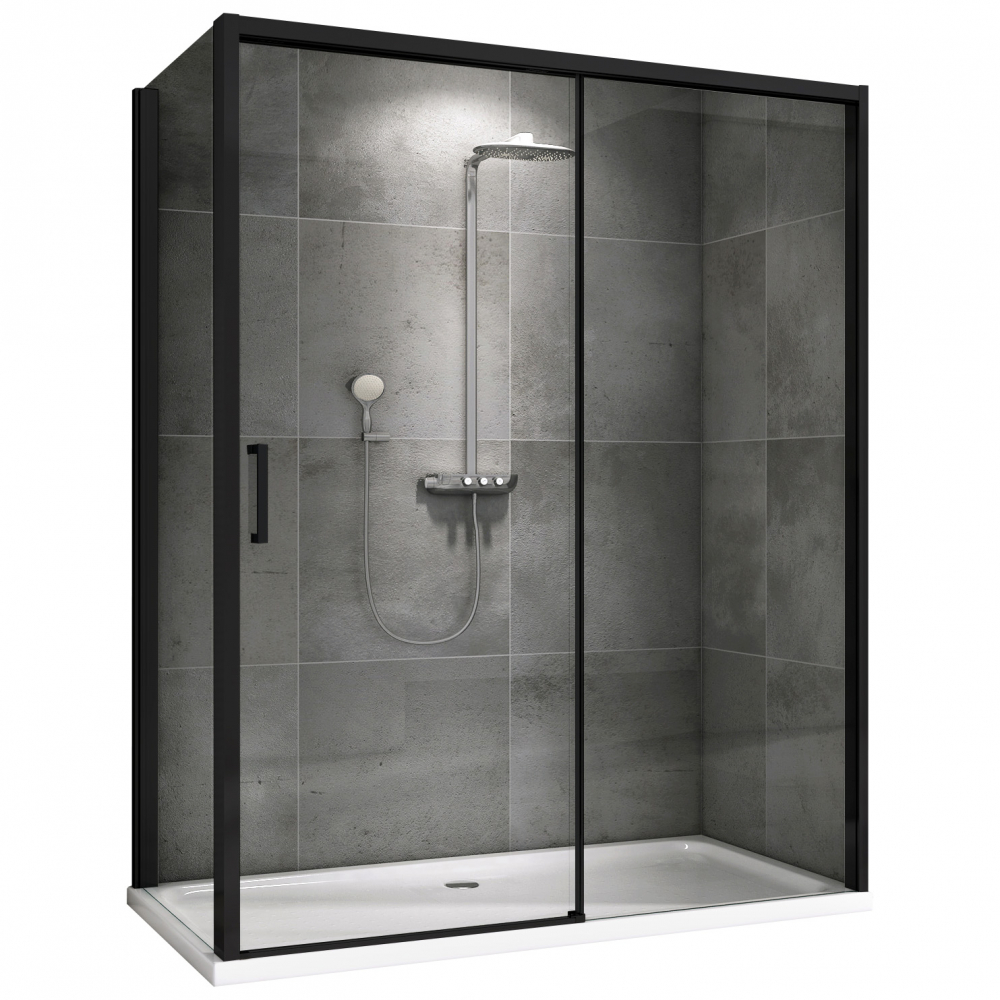 Душевой уголок Abber Komfort AG93130B-S92B 130x90x200 (черный матовый), с доводчиками