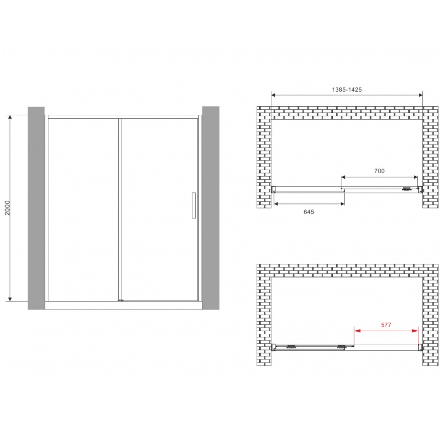 Душевая дверь Abber Komfort AG93140B 140х200 (черный матовый), с доводчиками