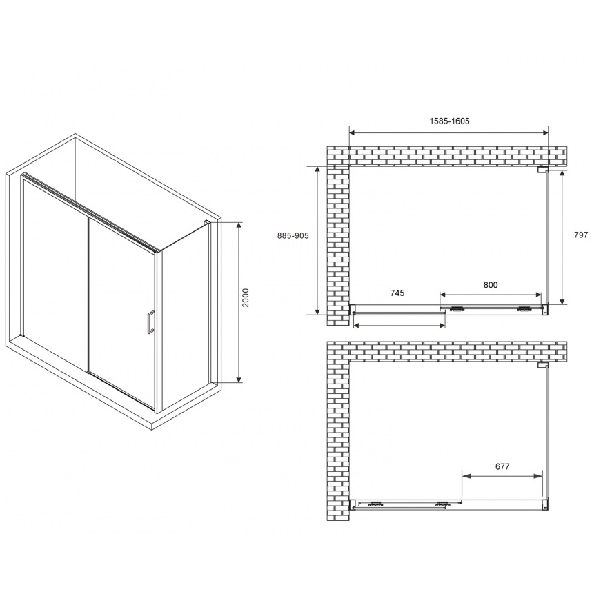 Душевой уголок Abber Komfort AG93160-S92 160x90x200 (хром), с доводчиками