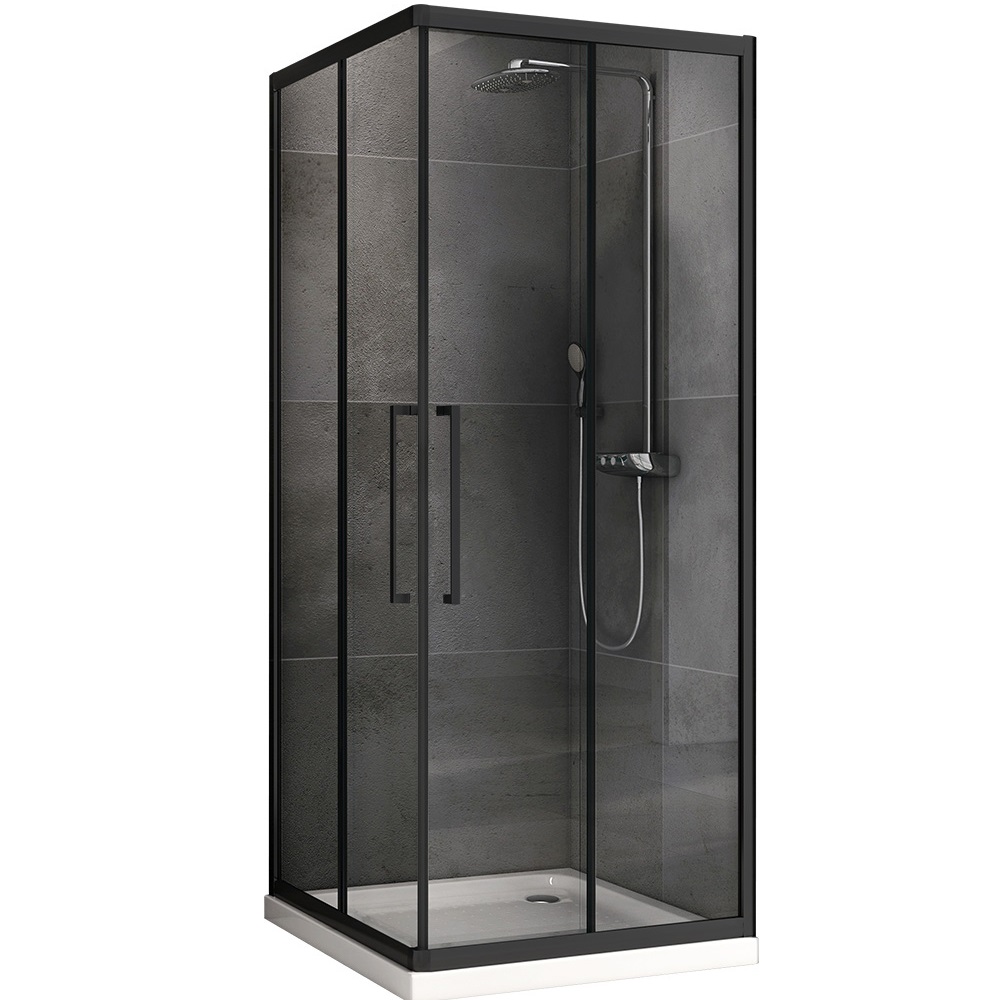 Душевой уголок Abber Schwarzer Diamant AG02100BH-S100B 100х100х195 (черный матовый), П-образный