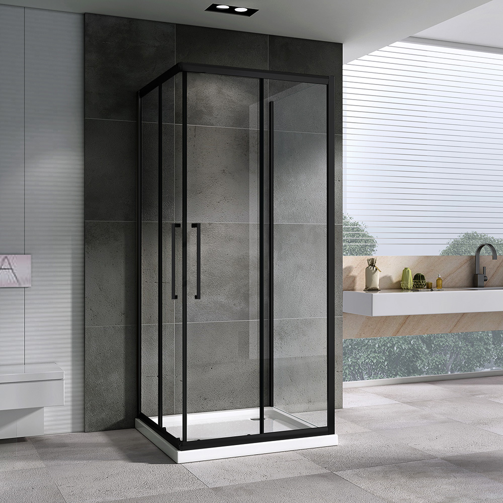 Душевой уголок Abber Schwarzer Diamant AG02080BH-S80B 80х80х195 (черный матовый), П-образный