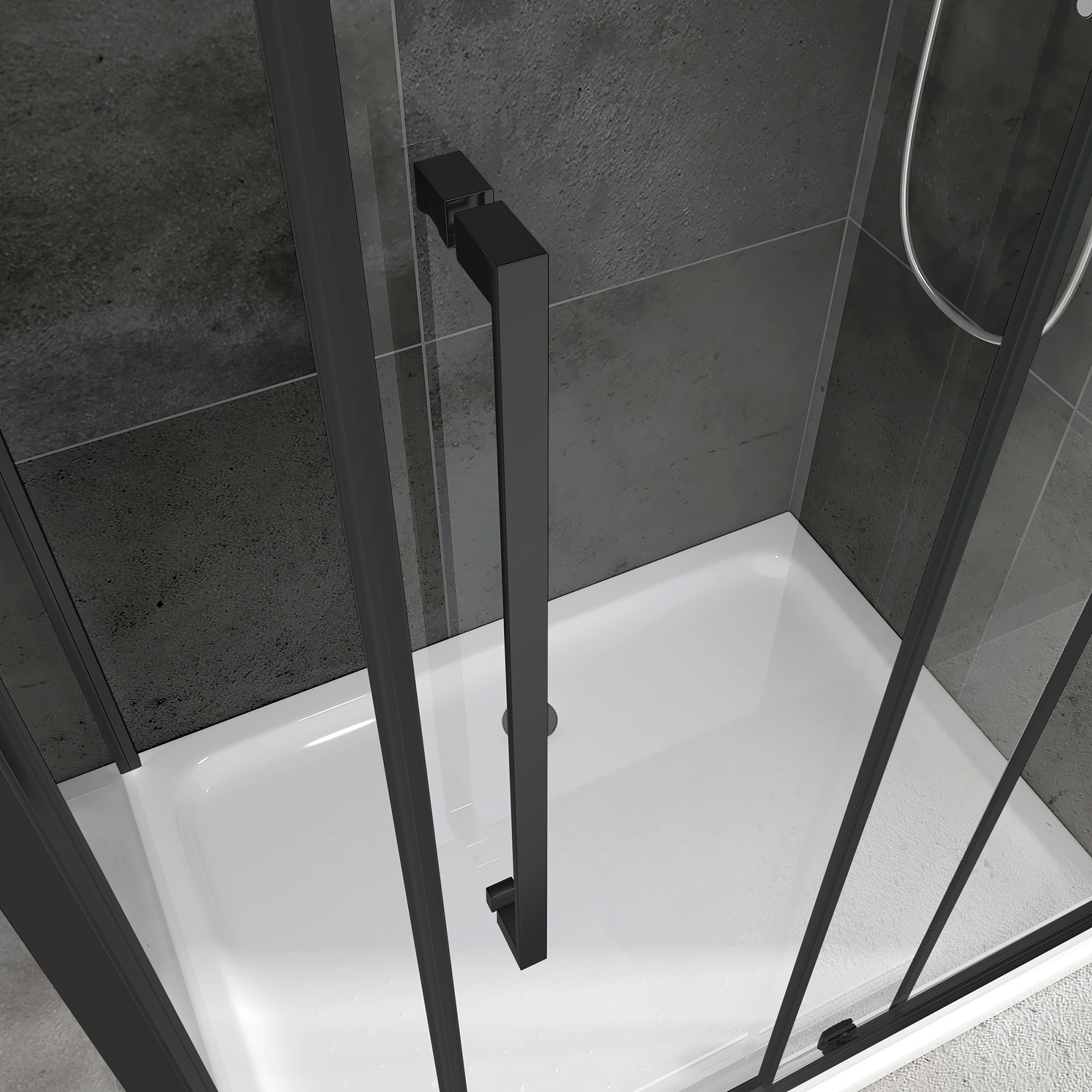 Душевой уголок Abber Schwarzer Diamant AG30110BH-S90B-S90B 110x90x195 (черный матовый), П-образный