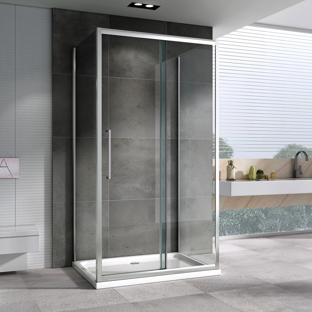 Душевой уголок Abber Schwarzer Diamant AG30130H-S75-S75 130x75x195 (хром), П-образный