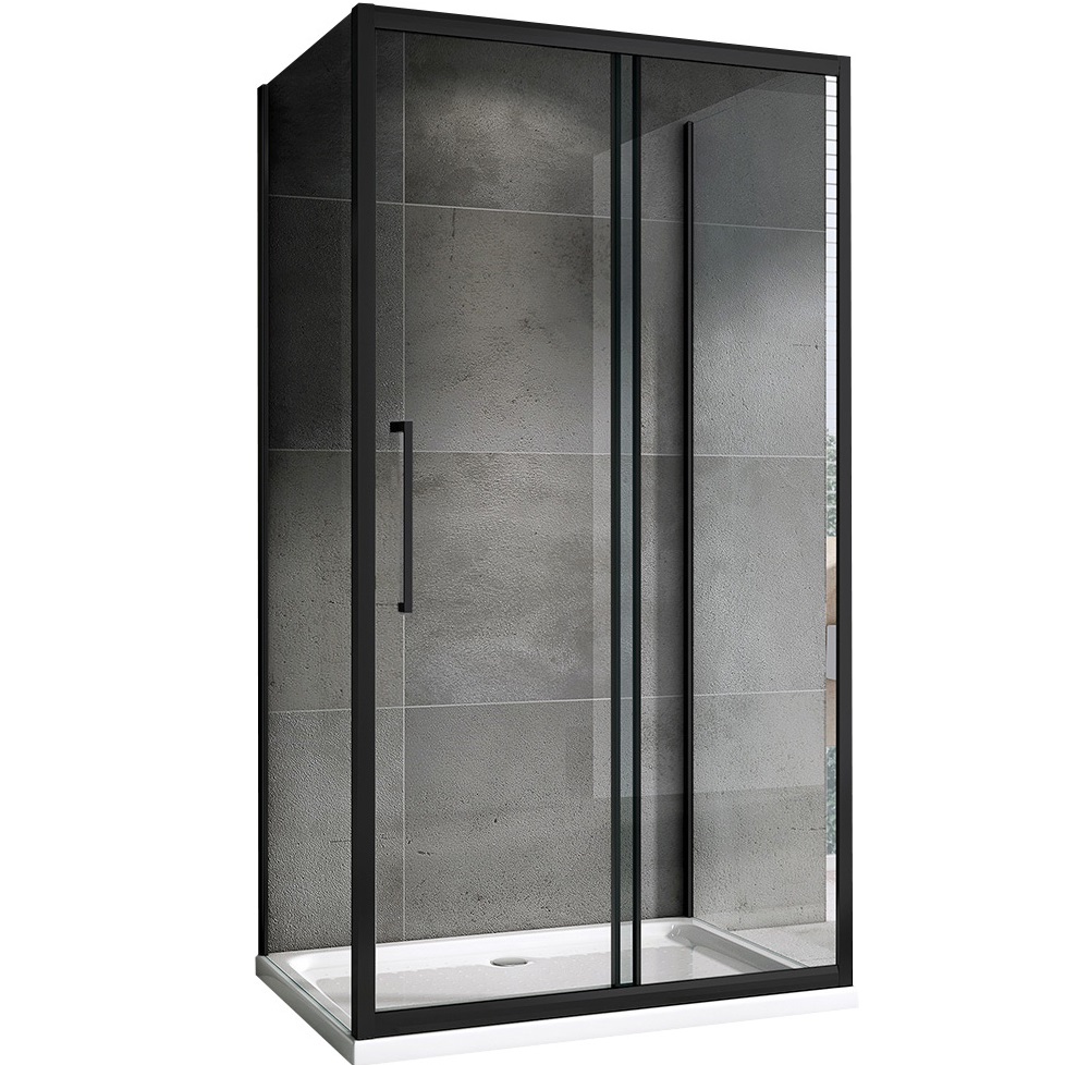 Душевой уголок Abber Schwarzer Diamant AG30140BH-S50B-S50B 140x50x195 (черный матовый), П-образный