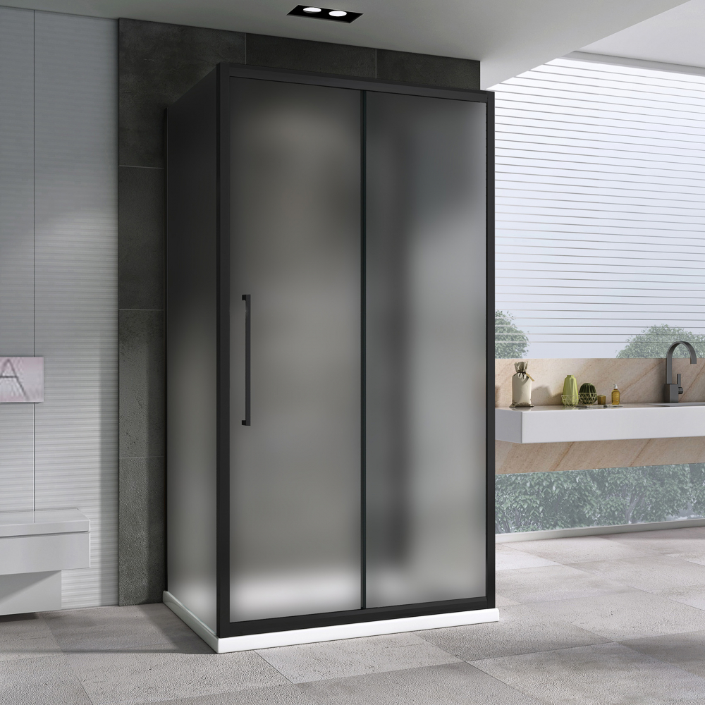 Душевой уголок Abber Schwarzer Diamant AG30140BMH-S70BM-S70BM 140х70х195 (черный матовый), П-образный