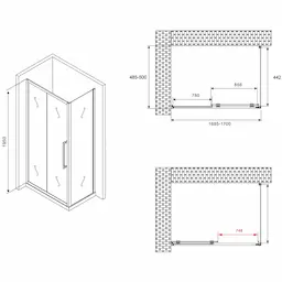 Душевой уголок Abber Schwarzer Diamant AG30170MH-S50M 170x50x195 (хром)