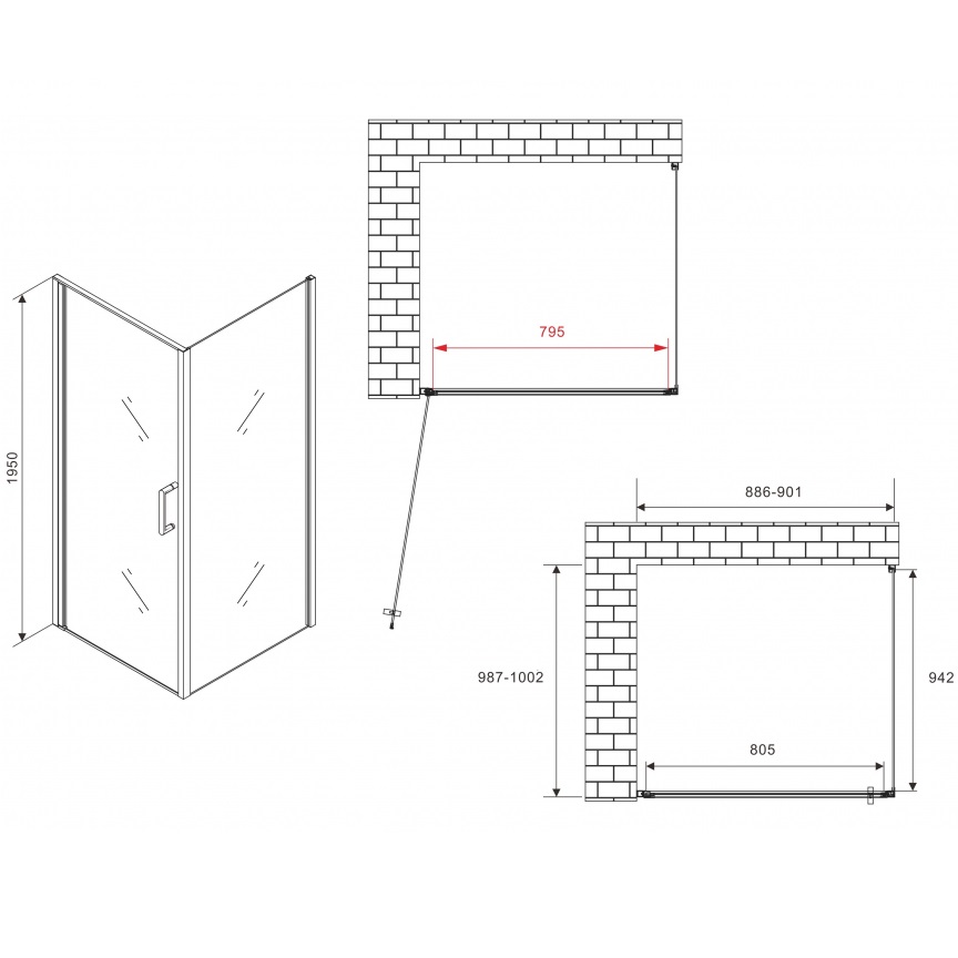 Душевой уголок Abber Sonnenstrand AG04090B-S100B 90x100x195 (черный матовый)