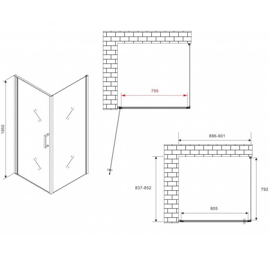 Душевой уголок Abber Sonnenstrand AG04090B-S85B 90x85x195 (черный матовый)