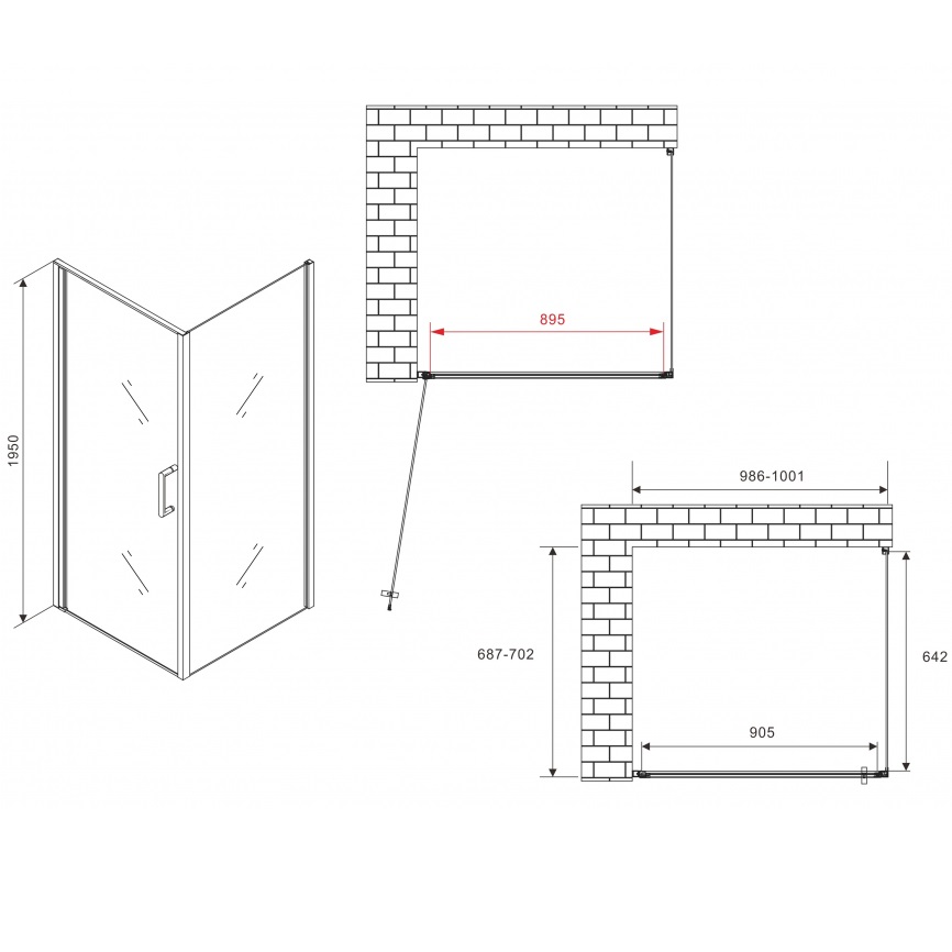 Душевой уголок Abber Sonnenstrand AG04100B-S70B 100x70x195 (черный матовый)