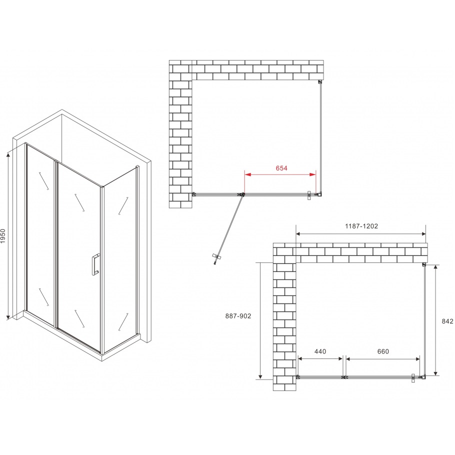 Душевой уголок Abber Sonnenstrand AG04120S-S90 120х90х195 (хром)