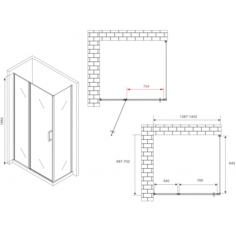 Душевой уголок Abber Sonnenstrand AG04140S-S70 140х70х195 (хром)