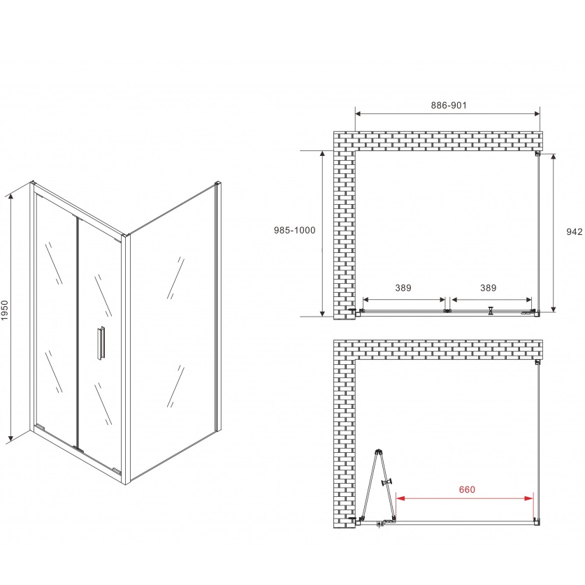 Душевой уголок Abber Sonnenstrand AG07090-S100 90x100x195 (хром)