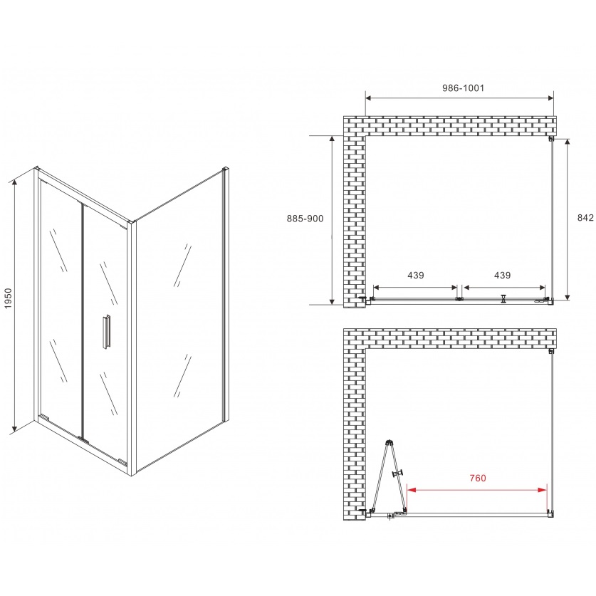 Душевой уголок Abber Sonnenstrand AG07100B-S90B 100x90x195 (черный матовый)