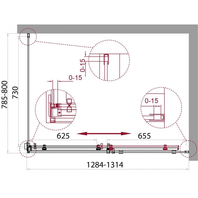 Душевой уголок BelBagno Acqua ACQUA-AH-1-130/80-C-Cr 130x80